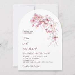 Invitación Dusty Pink Boho Flowers White Casual Wedding