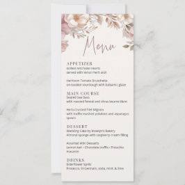 Invitación Dusty Pink Cream Magnolia Floral Wedding Menu Card