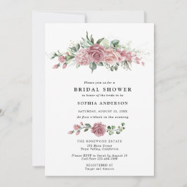 Invitación Dusty Pink Floral Bridal Shower Invitation