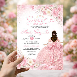 Invitación Dusty Pink Floral Charra Princesa Cumpleaños Dieci