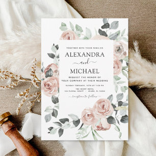 Invitación Dusty Pink Floral Eucalyptus Greenery Boda Invi