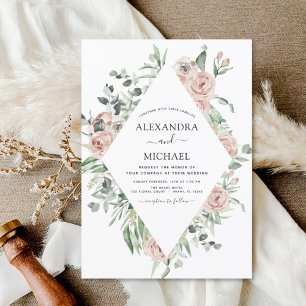 Invitación Dusty Pink Floral Eucalyptus Greenery Boda Invi