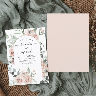 Invitación Dusty Pink Floral Eucalyptus Greenery Boda Invi