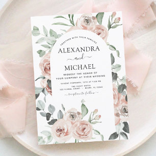 Invitación Dusty Pink Floral Eucalyptus Greenery Boda Invi