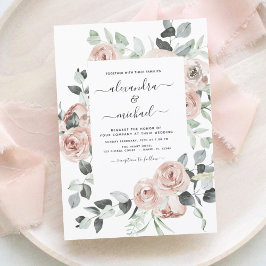Invitación Dusty Pink Floral Eucalyptus Greenery Boda Invi