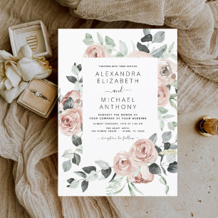 Invitación Dusty Pink Floral Eucalyptus Greenery Boda Invi
