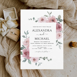 Invitación Dusty Pink Floral Eucalyptus Greenery Boda Invi