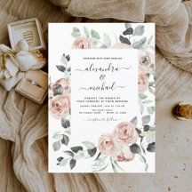 Dusty Pink Floral Eucalyptus Greenery Boda Invi