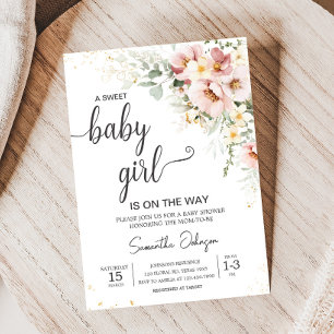 Invitación Dusty Pink Floral Greeneration Baby Shower