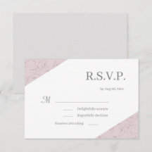 Dusty Pink Gris Blanco Mármol Elegante RSVP Boda