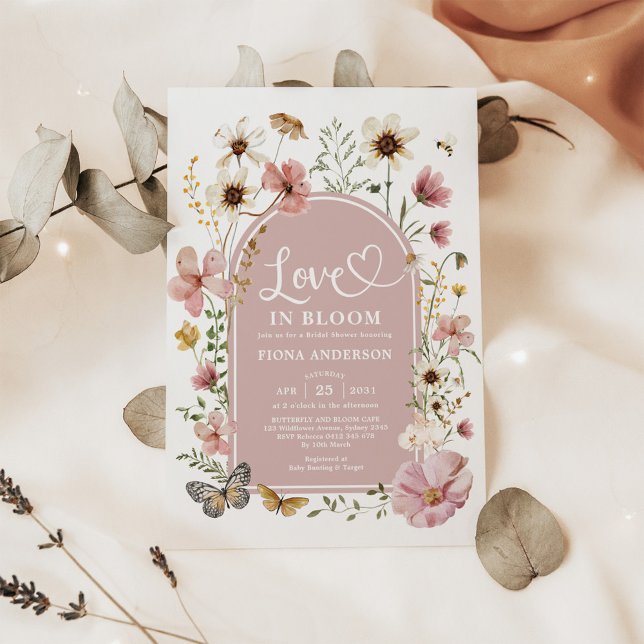 Invitación Dusty Pink Love in Bloom Wildflower Bridal Shower (Subido por el creador)