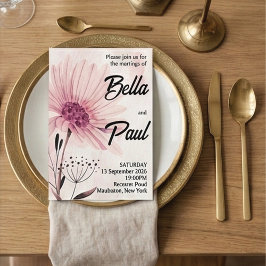 Invitación Dusty Pink & Mauve Floral Wedding Invitation