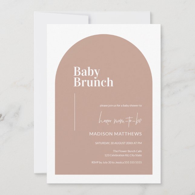 Invitación Dusty Pink Minimal Arch Baby Brunch Baby Shower (Anverso)