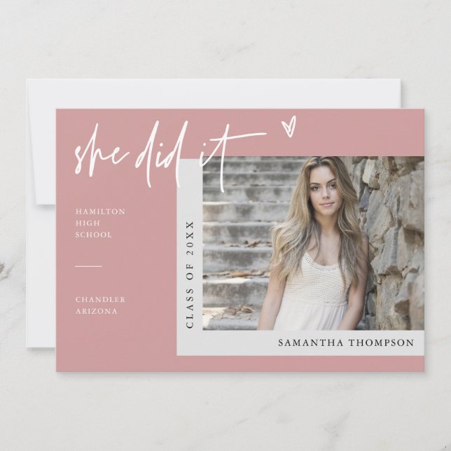 Invitación Dusty Pink Modern Boho Lo Hizo Grapado Foto (Anverso)
