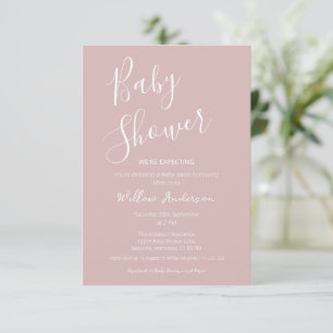 Invitación Dusty Pink Moderno Minimalista Letra Mayúscula Bab