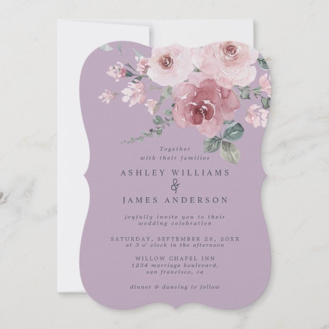 Invitación Dusty Pink Rose Fair Orchid Wedding (Anverso)