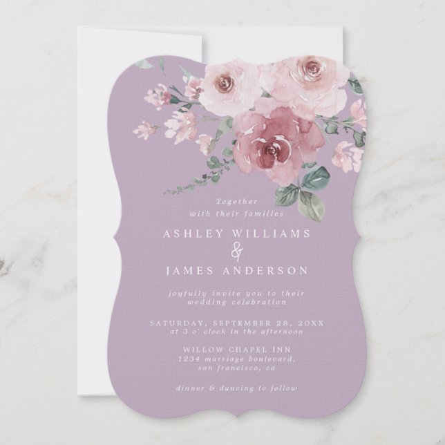 Invitación Dusty Pink Rose Fair Orchid Wedding (Anverso)