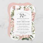 Invitación Dusty Pink Rose Floral 70th Birthday Party Invitat<br><div class="desc">Las polvorientas rosas rosadas crean un moderno borde floral en esta invitación a la fiesta de cumpleaños número 70.</div>