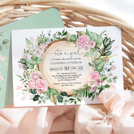 Invitación Dusty Pink Rose Garden Chica Botánico Baby Shower