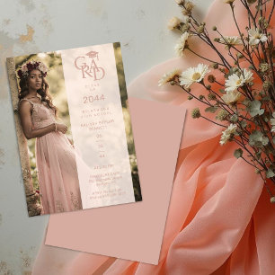 Invitación Dusty Pink Stylish Photo Graduation Party TMF26