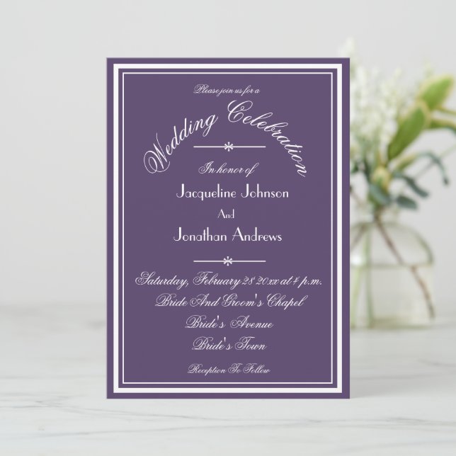 Invitación Dusty Purple All In One RSVP Boda de sitio web de  (Anverso de pie)