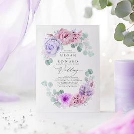 Invitación Dusty Purple and Pink Floral Elegant Boho Wedding