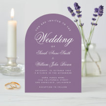 Dusty Purple Arch Boda Simple Script Moderno