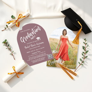 Invitación Dusty Purple Arch Photo Graduation Party
