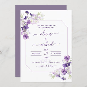Invitación Dusty Purple Boda Floral Greeneración