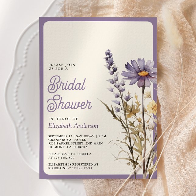 Invitación Dusty Purple Boho Flor silvestre foto ducha de nov (Subido por el creador)