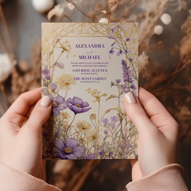 Invitación Dusty Purple Floral Elegante Boho Boda (Subido por el creador)