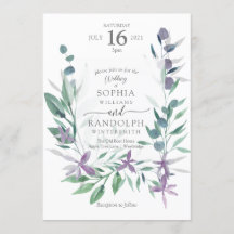 Dusty Purple Floral Garden Wedding Invita