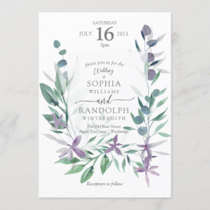 Invitación Dusty Purple Floral Garden Wedding Invita