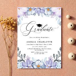 Invitación Dusty Purple Floral Graduation Party