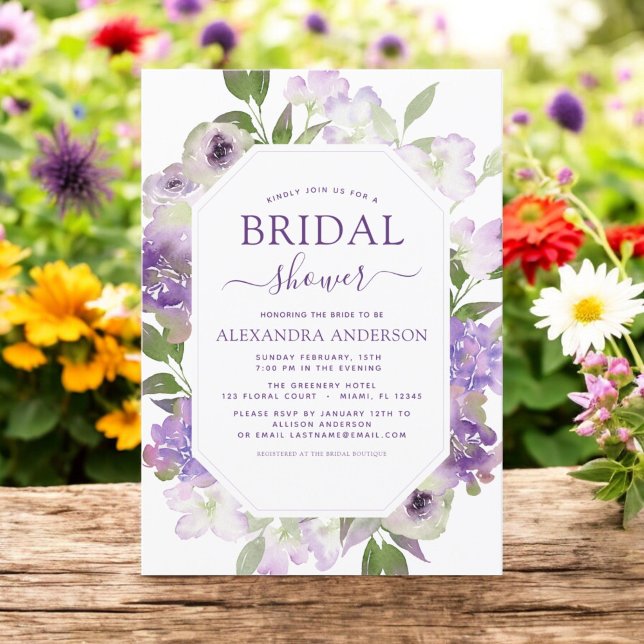 Invitación Dusty Purple Floral Greeneration Bridal Shower (Subido por el creador)
