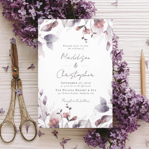 Invitación Dusty Purple Floral Wedding