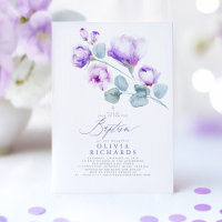 Dusty Purple Flowers Baptism Invitation