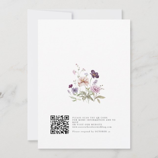 Invitación Dusty Purple Lavender Wildflower Garden Wedding (Reverso)