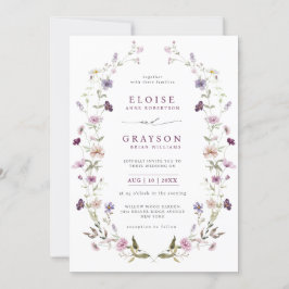 Invitación Dusty Purple Lavender Wildflower Garden Wedding