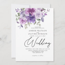 Invitación Dusty Purple Mauve Lilac Floral Garden Wedding