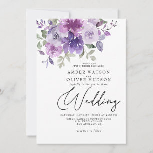 Invitación Dusty Purple Mauve Lilac Floral Garden Wedding