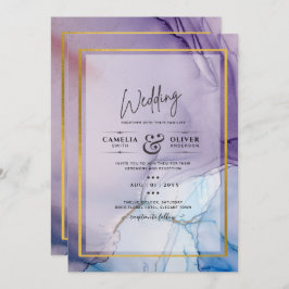 Invitación Dusty Purple Navy Blue Gold INVITE Boda