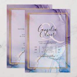 Invitación Dusty Purple Navy Blue Gold INVITE Boda