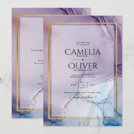 Invitación Dusty Purple Navy Blue Gold INVITE Boda