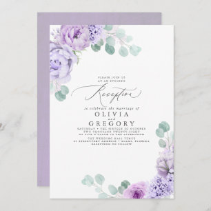 Invitación Dusty Purple Romántico Boda de la noche