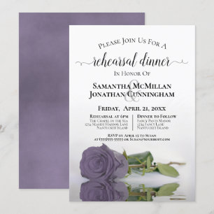 Invitación Dusty Purple Rosa Clásico Boda ensayo Cena