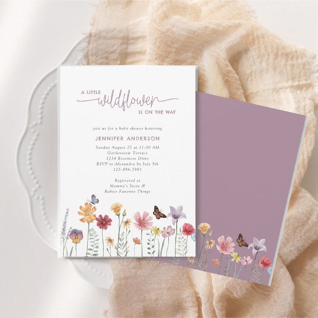 Invitación Dusty Purple Watercolor Flor silvestre Baby Shower (Subido por el creador)