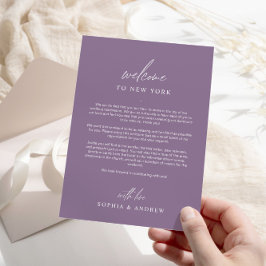 Invitación Dusty Purple Welcome Itinerary (Tarjeta de agradec