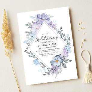 Invitación Dusty Púrpura Floral Geométrica Moderna Ducha Brid