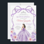Invitación Dusty púrpura rosado Princesa Plata Quinceañera<br><div class="desc">EDITABLE Dusty Púrpura Bow Princesa Plata Corona Quinceañera Invitación Elegante Dusty Púrpura Floral Princesa Púrpura Vestidos Chica Quinceañera Cumpleaños Invitar A La Corona Plata Mis Quince Anos,  Fiesta de Cumpleaños 15</div>
